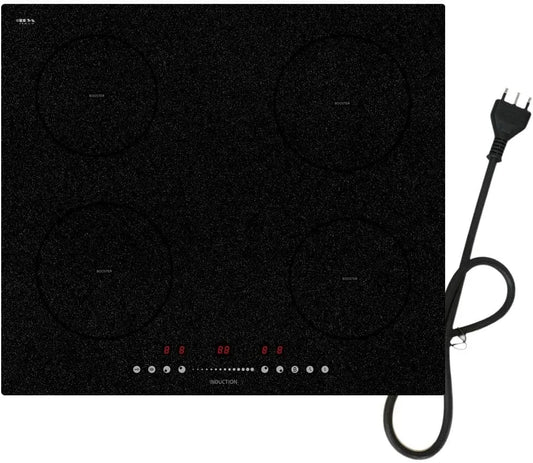 STARCHARTS, Varné desky, Indukční varná deska 4 zóny vaření Built- v 3600W s zástrčkou, Černá, 3600W