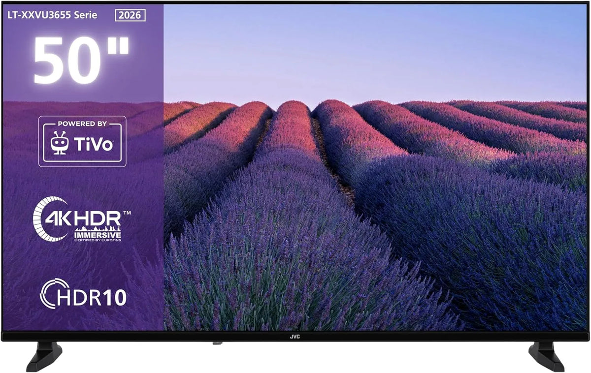 JVC LT-50VU3655, Přenosné televizory, LT- TV 50 palců Smart TV (126 cm) mt 4K UHD rozlišení, Černá, 50V, 126 cm, 4K