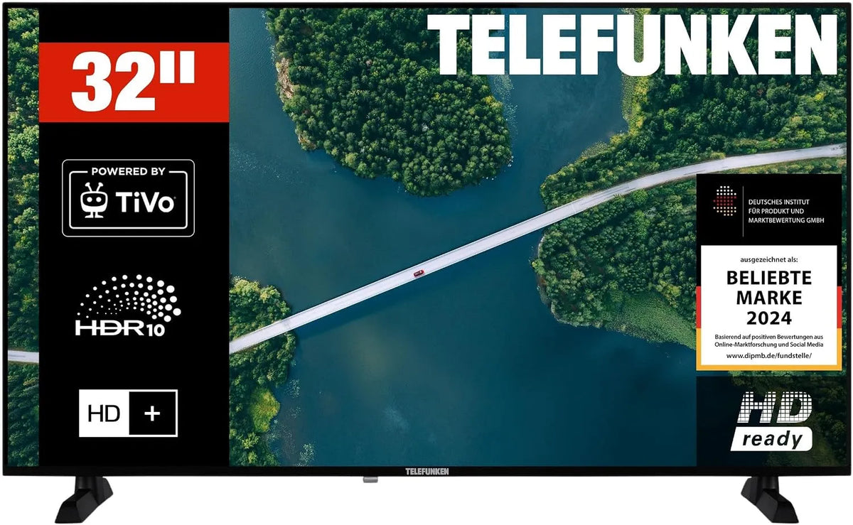 TELEFUNKEN XH32TP900S, Televizory, TV 32 palců Smart TV s HD- ready rozlišením, Černá, 80 cm, 1366 x 768, 75 x 75, 716 x 458 x 175
