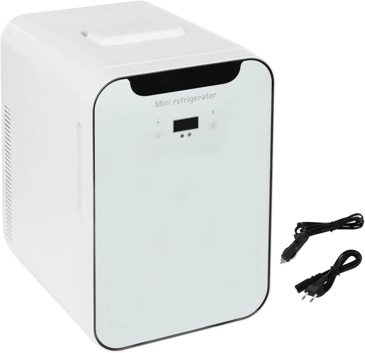 DAOHHFO, Minichladničky, 20L Multifunkční, Mini Lednice s regulátorem teploty a LED digitální displej, Bílá, 20L, 50db, 240V, 12V