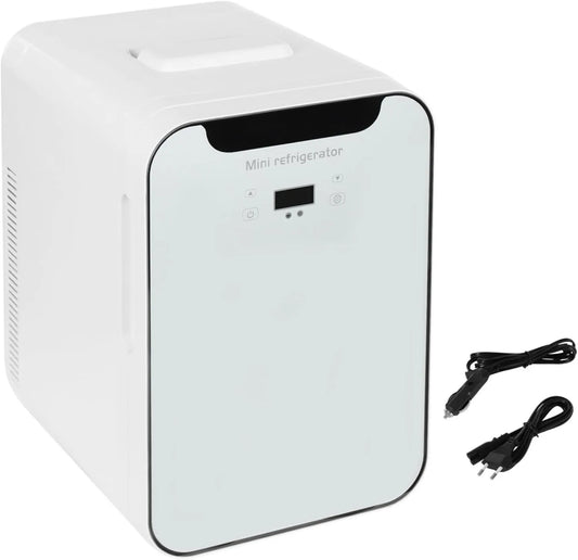 DAOHHFO, Minichladničky, 20L Multifunkční, Mini Lednice s regulátorem teploty a LED digitální displej, Bílá, 20L, 50db, 240V, 12V