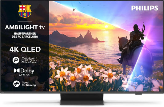 PHILIPS 55PUS8600, Televizory, Ambilight 4K QLED Smart TV - 55 palcový displej s P5 perfektní obrázkový motor, Černá, 4K, QLED