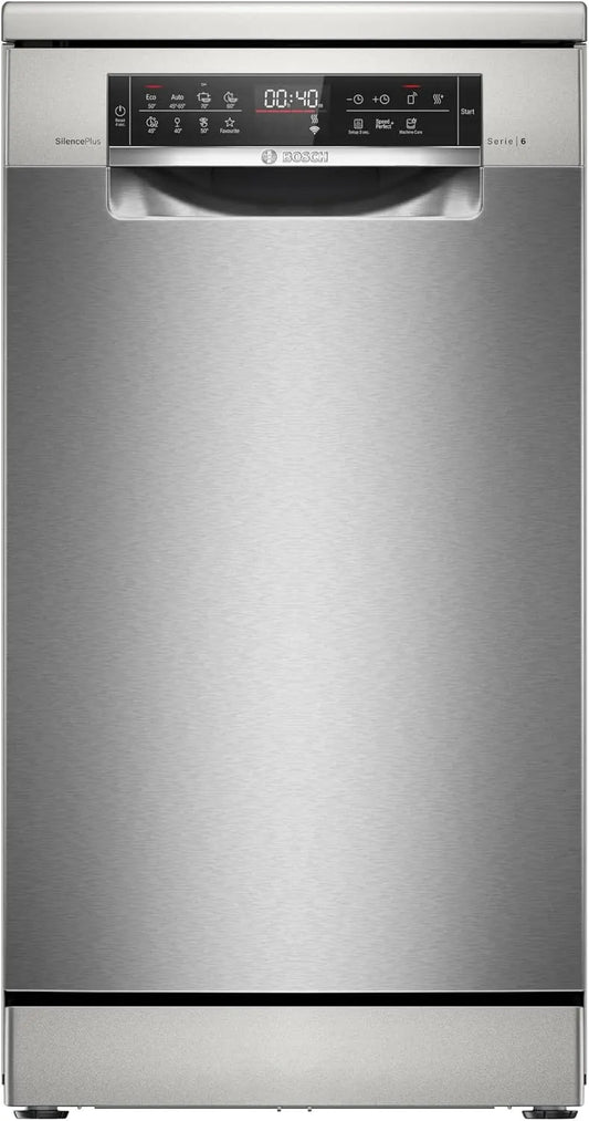 Bosch SPS6EMI21E, Myčky nádobí, ova série 6 Volně stojící myčky nádobí 45 cm, Smart Start, Koš VarioFlex, Vak, Bílá, 6 V, 45 cm, 44 dB, 51 kW