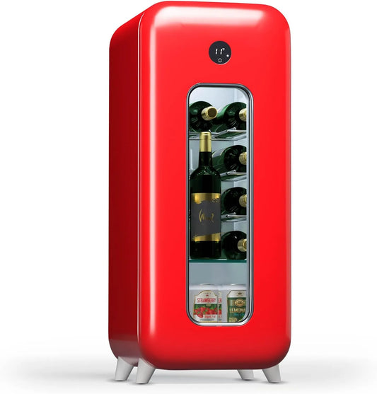 Klarstein, Vinné skříně, Clearstein Freestanding víno lednice 1 zóna, nápoje lednice Klein, malé víno, Černá, 15 l, 45 dB, 91 cm, 48 cm